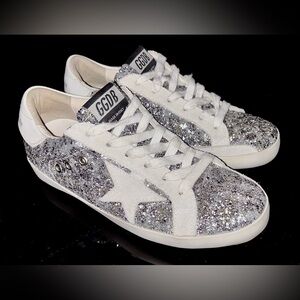 Golden Goose Silver Glitter Sneakers